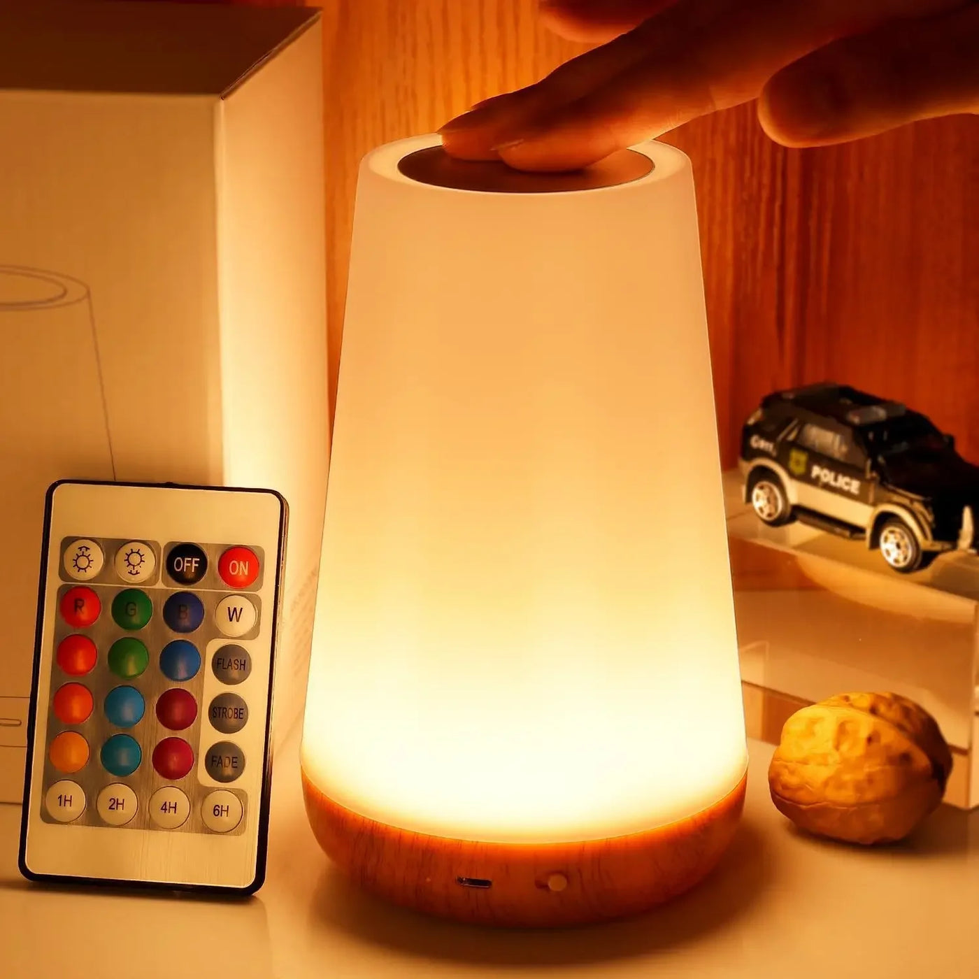 New Remote Controlled Wood Grain Night Light Learning Eye Protection Ambient Light Touch Pat Ambient Light Timed Off