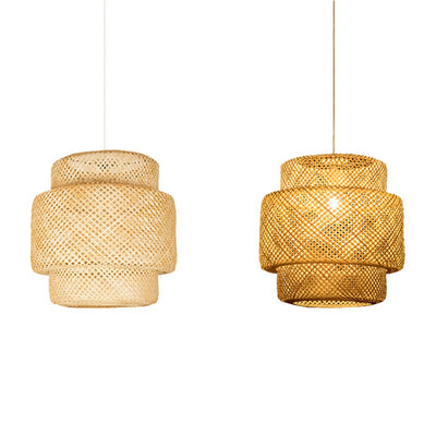 2X Handmade Bamboo Lampshade Pendant Ceiling DIY Restaurant Aisle Lamp Shades Weave Hanging Light