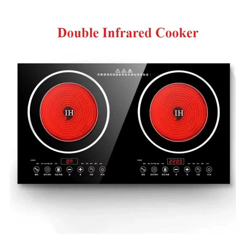 110V/220V Commercial 2 Hot Plates Electric Stove Induction Cookers  Double Induction Cooktop Touch Screen Gas Stove