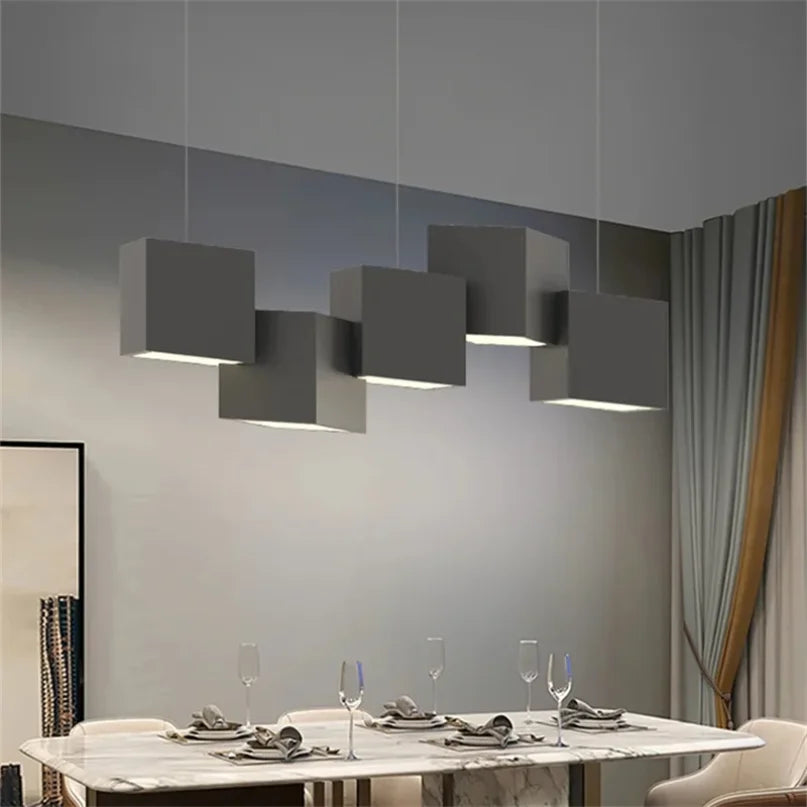 Geometric Pendant Light Is Used For Dining Room Bedroom Living Kitchen Table Black White Dimmable Remote Control Home Decoration