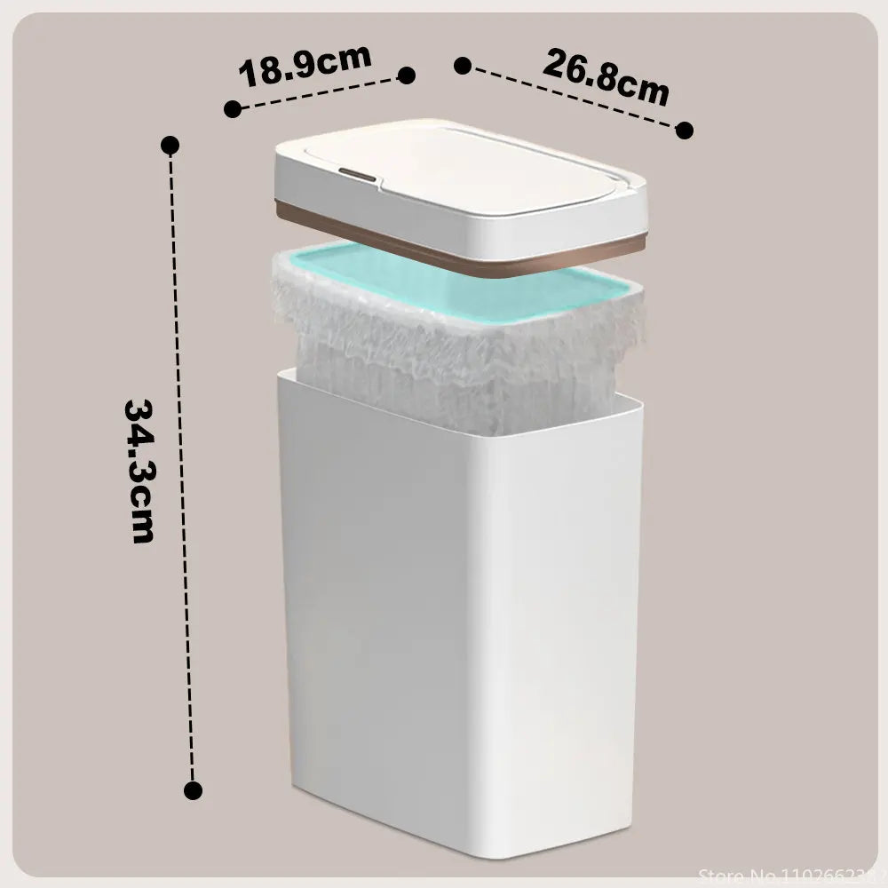 15/18L Smart Sensor Trash Can Garbage Bucket Waterproof Narrow Seam Automatic Trash Bin Wastebasket for Kitchen Toilet Bedroom