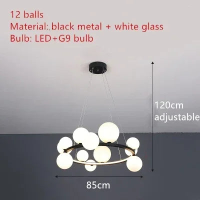 Home Indoor LED Glass Chandeliers G9 Pendand Hanging Lighting Fixture Living Room Restaurant Pendant Lamps Black Gold Suspension