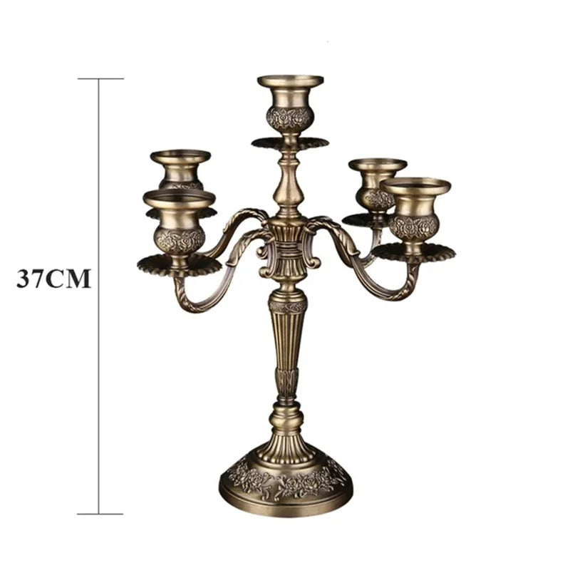 New Bronze Candelabra Metal 5-arms/3 arms Candle Holders Wedding Decoration Candlesticks Event Candle Stand Table Centerpiece