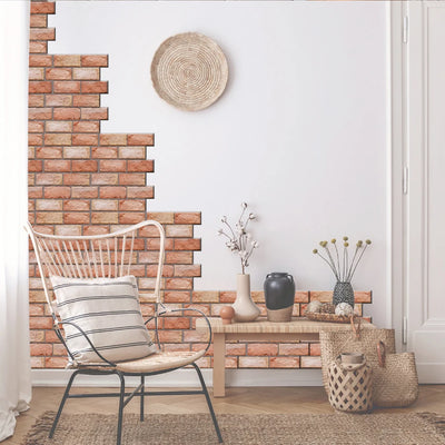 10Pcs 3D Self-Adhesive Wall Stickers PVC Brick Wall Panels Peel and Stick Wallpaper for Living Room Home DIY Decor Supplies