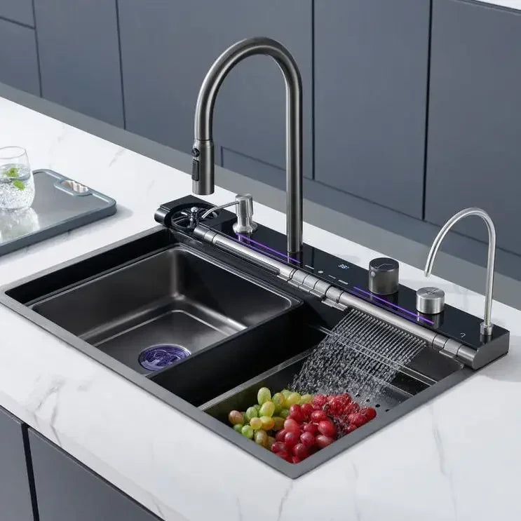 Hot Sale Stainless Steel Single Bowl Kitchen Sink Rv Kitchen Sink Flying Rain Waterfall Kitchen Sink 7546