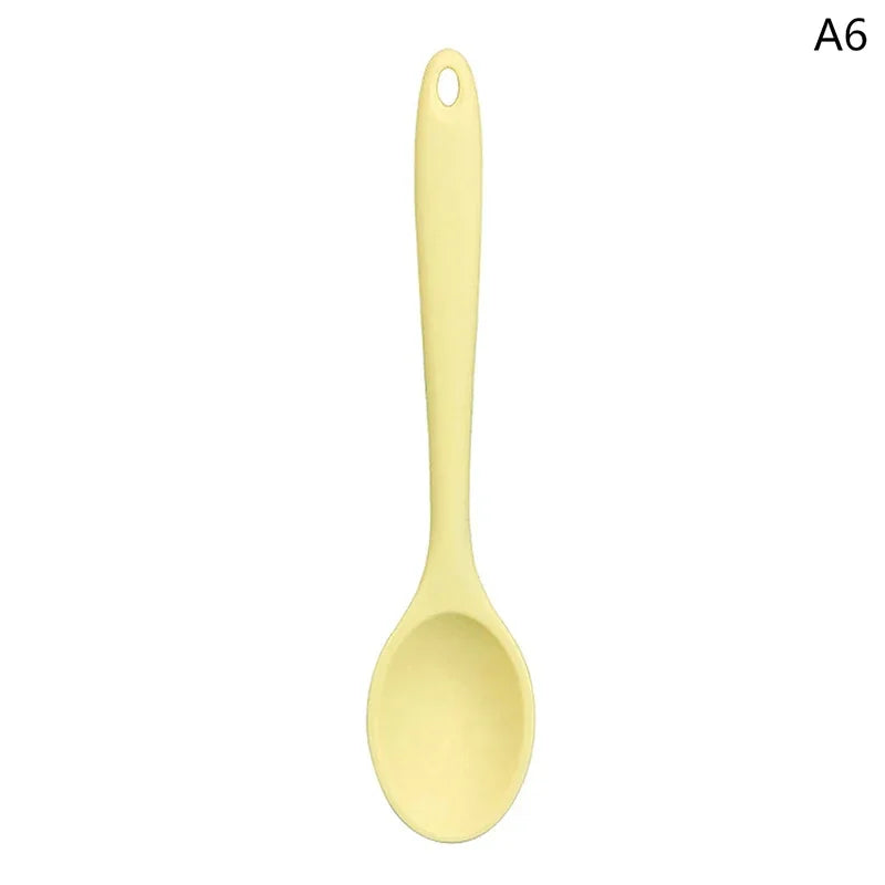 Long Handle Silicone Colander Ramen Noodle Spoon Rice Salad Mixing Kitchen Teaspoon