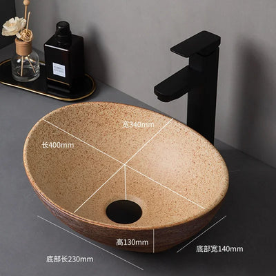 Medieval style platform basin ceramic art bathroom washing creative washbasin household washsink single