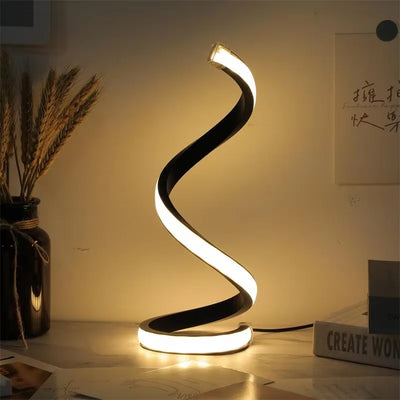 1Pc Modern Minimalist LED Spiral Table Lamp Modern Three Speed Dimming USB Power Button Switch Bedroom Decorative Table Lamp