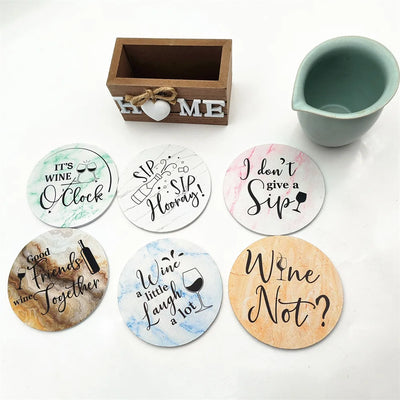 6pcs/Set Home Love Wooden Set Lnsulated Coasters Kitchen Tableware Anti Scald and Household Use Cup Trays Decor Accessories