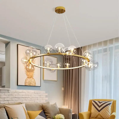 Home Indoor LED Glass Chandeliers G9 Pendand Hanging Lighting Fixture Living Room Restaurant Pendant Lamps Black Gold Suspension