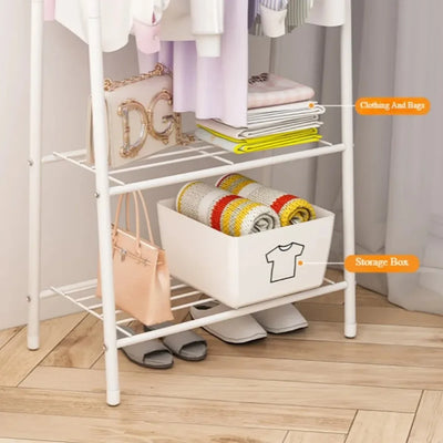 Floor-Standing Coat Rack Triangle Pulley Clothes Racks with Wheels Household Simple Coat Shelf Bedroom Hanging Clothes Rack