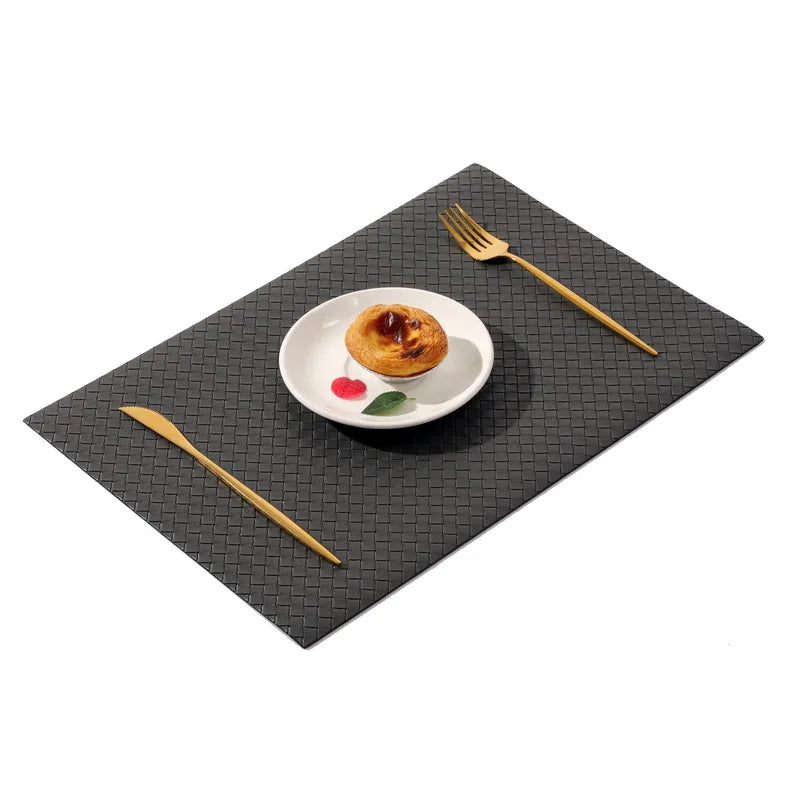 Woven Leather Dining Mat Hotel Home Table Mat Oil Resistant Anti Slip Insulation Mat Coasters Placemats  Kitchen Accessories