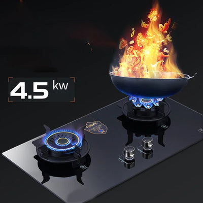 Double-Headed Nine-Cavity Mandarin Duck Fierce Fire Stove Innovative Clamshell Gas Stove Tempered Glass Electronic Pulse