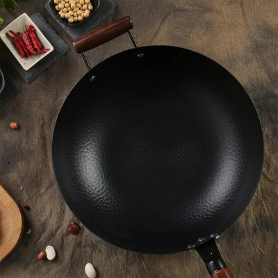 34cm Cast Iron Cauldron Wok Non-stick Skillet Wok Frying Pan Egg Pan Gas Stove Pancake Pan for Home Kitchen Cooking Pots