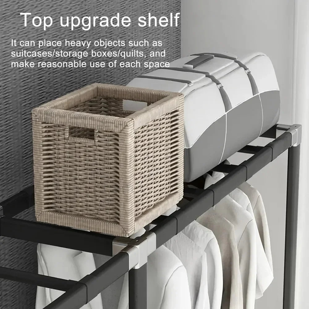 Foldable Installation-Free Wardrobe Heavy Duty Portable Closet With Cover Clothes Racks Simple Garment Rack For Hanging Clothes﻿