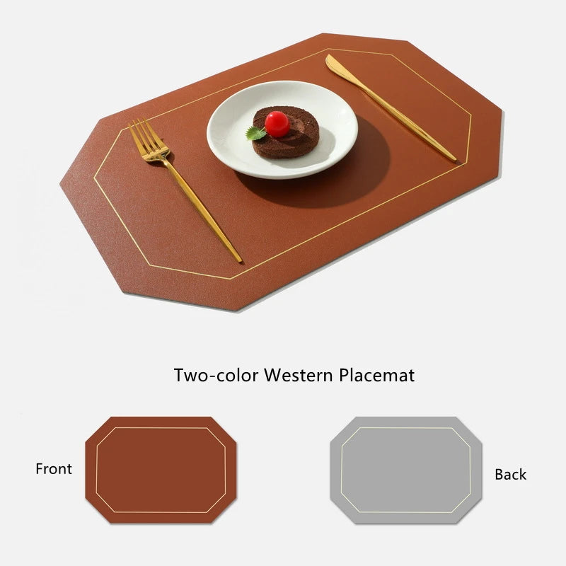 Pure Color Double-Layer Square Leather Placemat Nordic Ins Western Placemat Oil-Proof Table Mat PVC Plate Mat