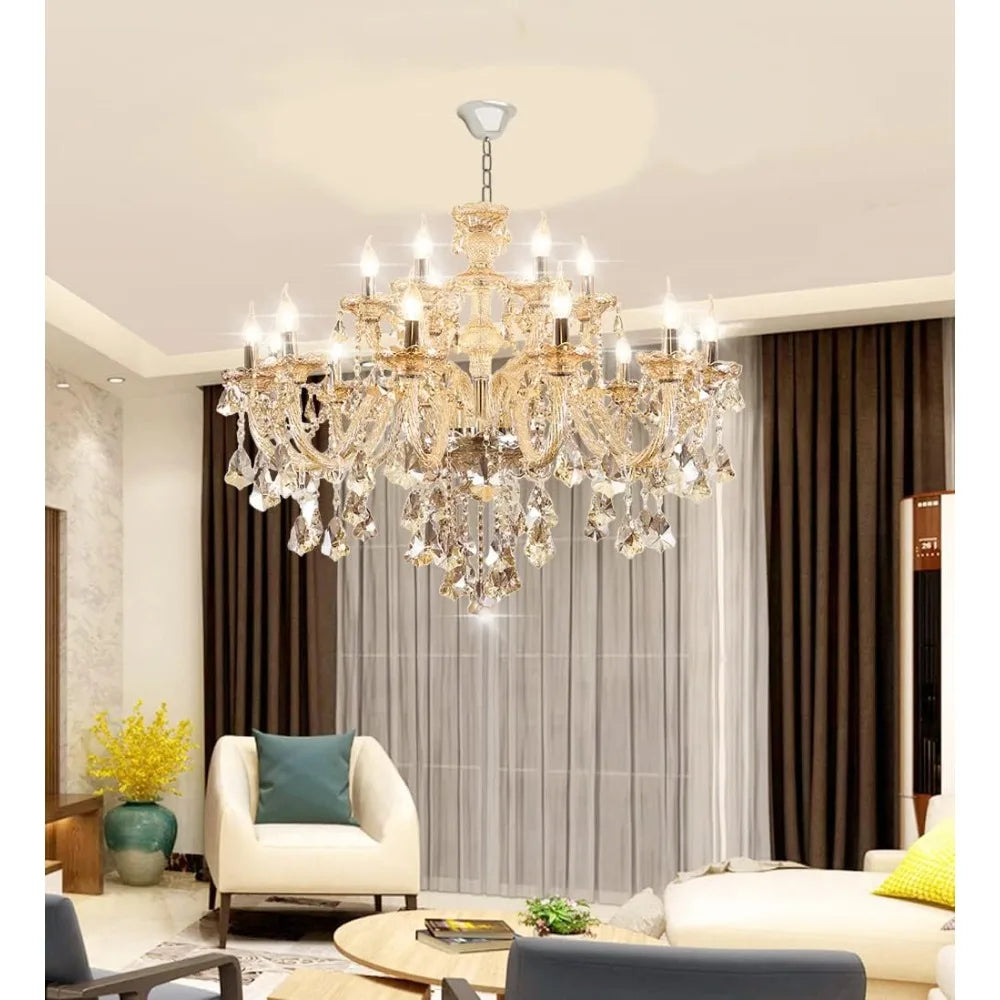 Crystal Chandelier 18 Lights,Contemporary Crystal Ceiling Chandelier Lighting Fixture Candle Style Base for Hallway (18 Lights)