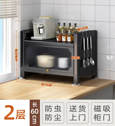 Modern Metal Kitchen Cabinets Kitchen Furniture Multi-layer Storage Cabinet Floor Racks Multi-functional Tableware Cabinet U