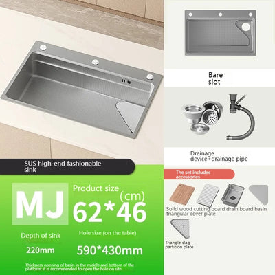 304 Stainless Steel Kitchen Sink Silver Embossed Large Single Slot Undermount Basin Dishwasing Sinks For Kitchen