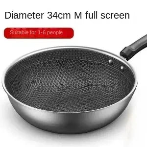 32cm Frying Pan,Stainless Steel Skillet Nonstick Fry Pans Chefs Pans Wok Pan for Gas Electric Induction Ceramic Stoves