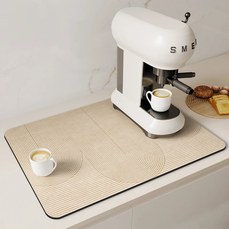 Coffee Machine Pad Rubber Dish Drying Mat Non-slip Kitchen Super Absorbent Mats Guard Countertop Protector Kitchen Accessories