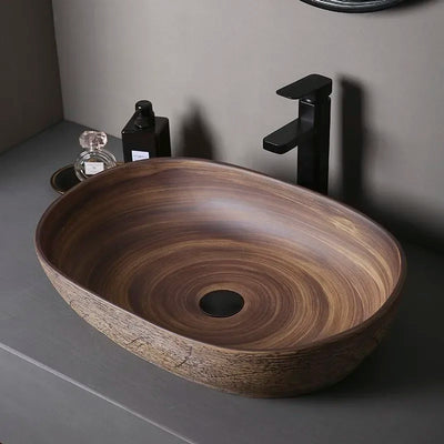 Ceramic Art Basin Sinks Counter Top Wash  Vessel  Oval ing  Bathroom     with Faucets WF