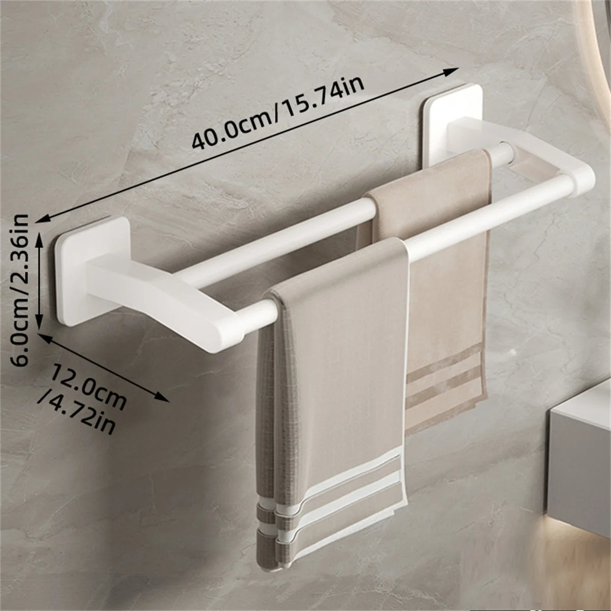 Bathroom Towel Holder White Without Drilling Bathroom Gray Towel Rack Towel Bar Self-Adhesive Bathroom Towel Rack Towel Rail