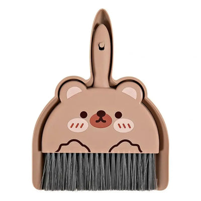 2Pcs/Set Small Broom Dustpan Set Cartoon Rabbit Bear Frog Pattern Keyboards Cleaning Mini Broom Dustpan Set