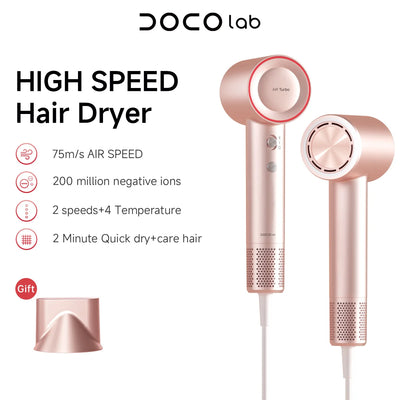 DOCO Hair Dryer High Speed 75m/s 200 million Negative Ions Hair Care 11000 Rpm Professional Lightweight Home Travel Gift