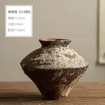 Jingdezhen Quiet Wind Zen Decorations Large and Coarse Pottery Pot Hand Arranging Retro Porcelain Vases