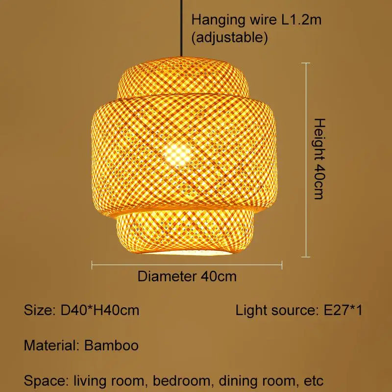 Bamboo Ceiling Pendant Lamp E27 Hand Knitted Chinese Style Weaving Hanging Chandelier Restaurant Home Decor Lighting Fixtures