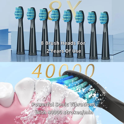 Seago Sonic Electric Toothbrush Tooth brush USB Rechargeable adult Waterproof Ultrasonic automatic 5 Mode with Travel case