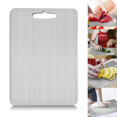 Titanium Cutting Board for Kitchen Double-Sided Metal Chopping Board Easy Grip Fruit Cutting Block for Kitchen Countertop