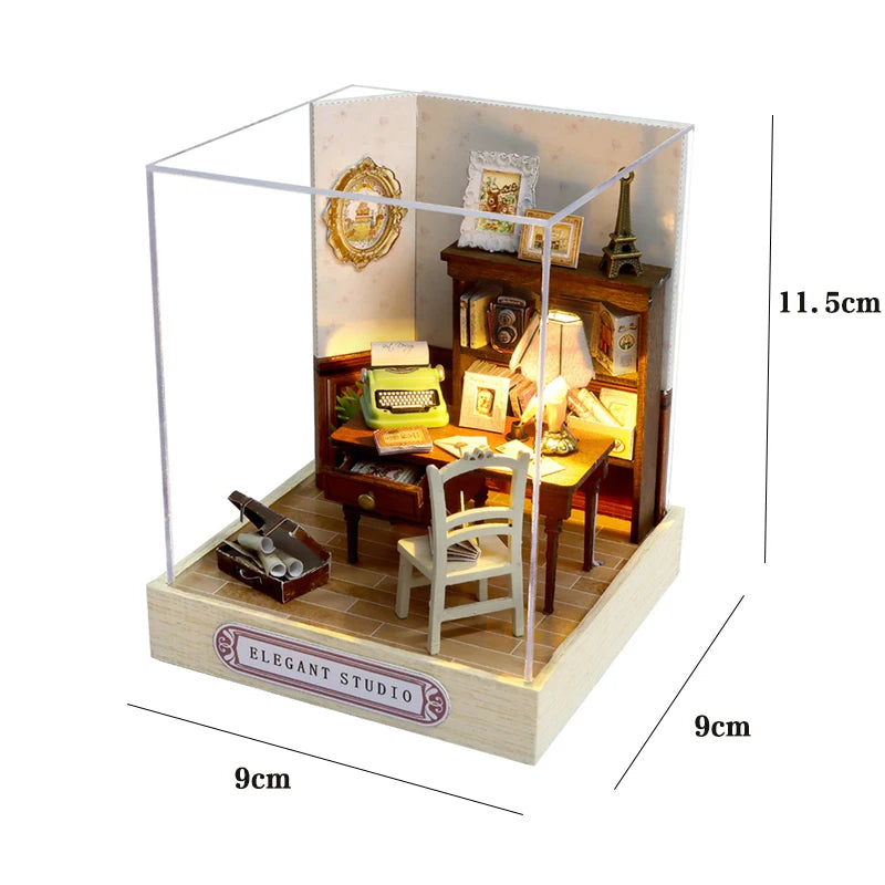 Kitten Mini Doll House 3D Puzzle Assembly Model Building Kit Creative Room Bedroom Decoration With Furniture Wooden Crafts Gifts