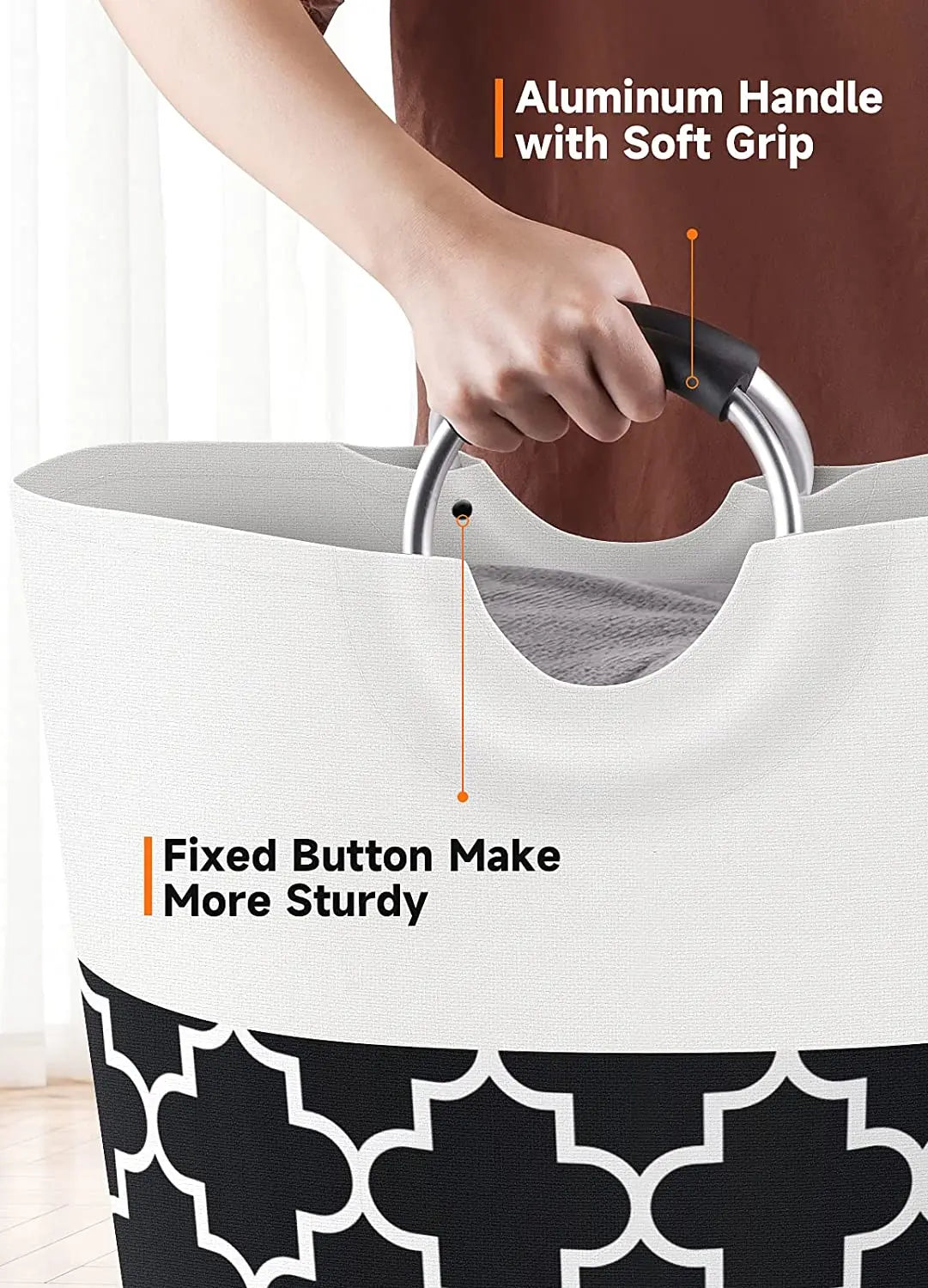 82L Large Clothes Basket Collapsible Tall with Handles Waterproof Laundry Storage for Flats Dormitory Family