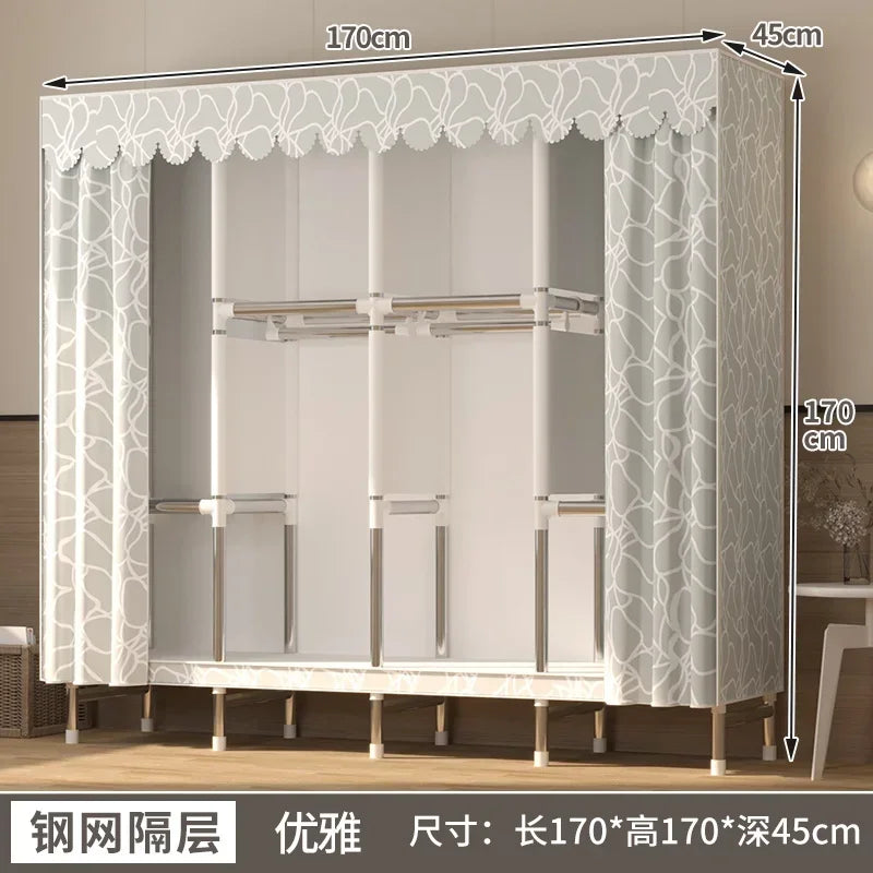 Simple Steel Frame Wardrobe  Easy Assembly, NonWoven Fabric Closet, Durable Storage Solution, Bedroom Organization