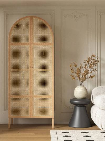 Rattan wardrobe Japanese solid wood wabi-**** wind designer home storage B & B hotel home storage wardrobe