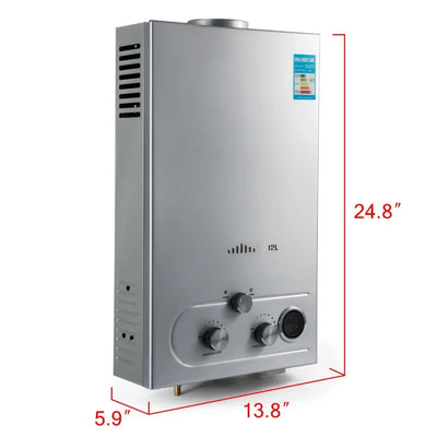 VEVOR Hot Water Heater 6/8/10/12/16/18L  LPG Water Heater Tankless Instant Boiler with Shower Head and LCD Display