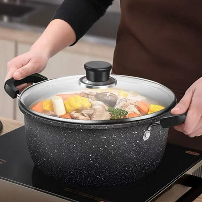 Universal Maifan Stone Soup Pot Non-stick with Lid Kitchen Cooking Household Two Ears Cookware Gas Induction Cooker