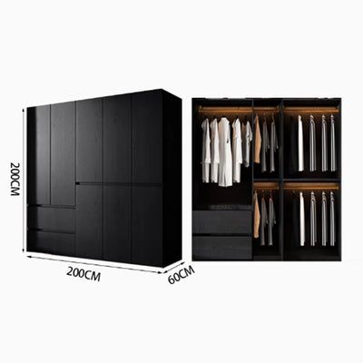 Bedroom Storage Wardrobes Sliding Clothes Black Wooden Girls Rack Cabinets Wardrobes Open Cupboard Guarda Roupa Home Furniture