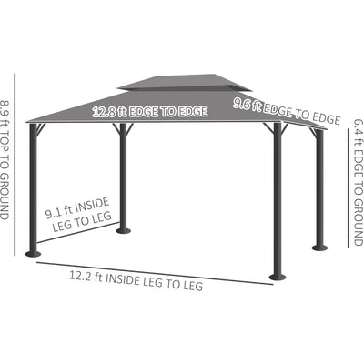 10' x 13' Patio Gazebo, Outdoor Gazebo Canopy Shelter with Netting and Curtains, Aluminum Frame for Garden, Lawn, Backyard and