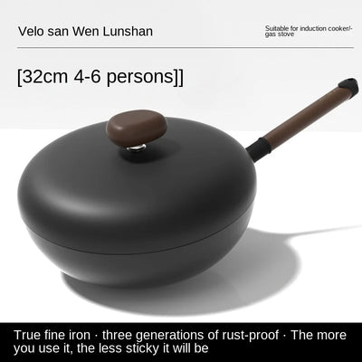 Pebble Precision Iron Pot Non stick Pot Old style Fry Pot Household Fry Vegetable Rust proof Non coated Woks Cookware