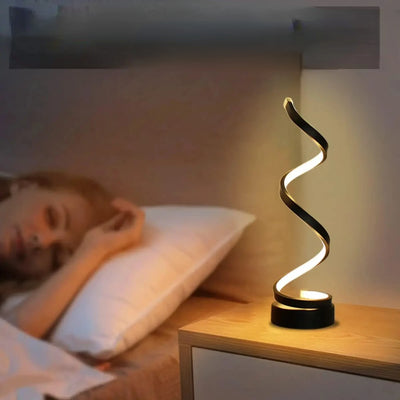 LED Spiral Table Lamp - Modern and Elegant Nightstand Lamp for Living Rooms, Bedrooms, and Offices. Enhance Any Space with its S