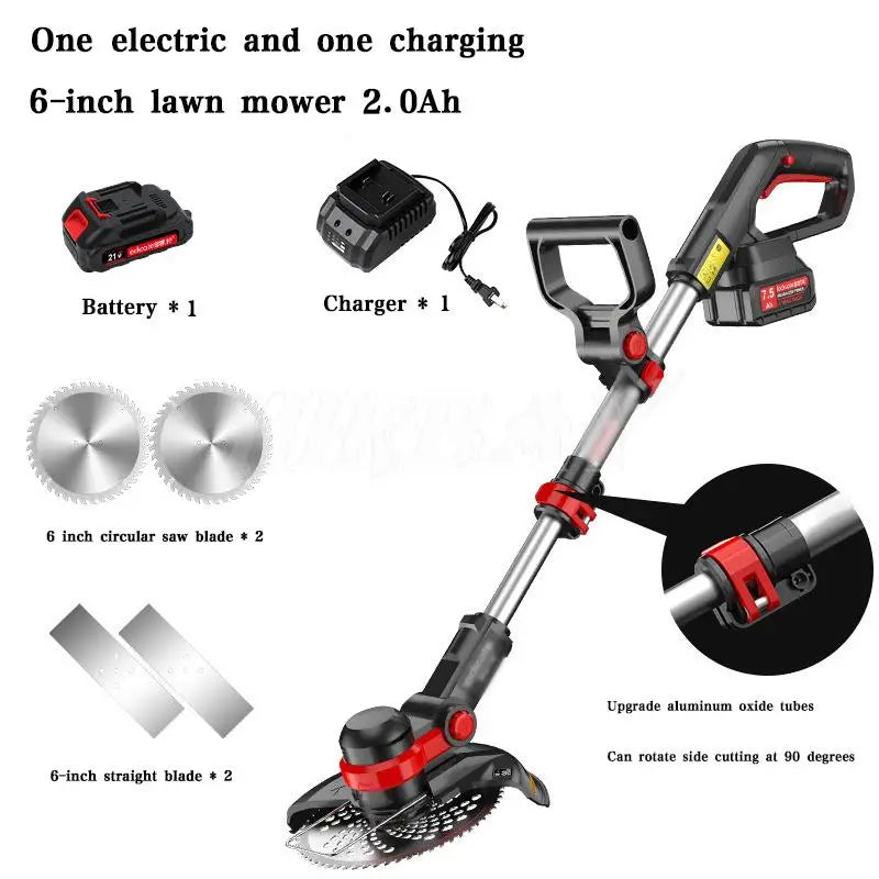 Electric Lawn Mower 6/8inch Brushless Motor Cordless Cutter Household Weeder Rechargeable For Garden Lawn Trimming Pruning Tools