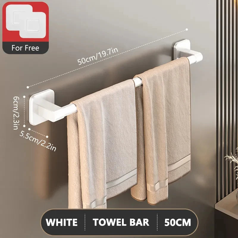 Non perforated suction cup wall mounted towel rack, bathroom storage rack, bathroom horizontal bar towel rack