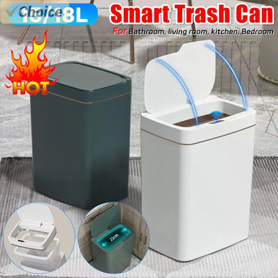 15/18L Smart Trash Can Automatic Sensor Dustbin Electric Waste Bin Waterproof Wastebasket For Kitchen Bathroom Recycling Trash