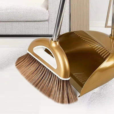 Broom and Plastic Dustpan Set Gold Sweeping Dust Brush Cleaner Kits Sweeper Wiper Floor Cleaning Tools Household Accessories