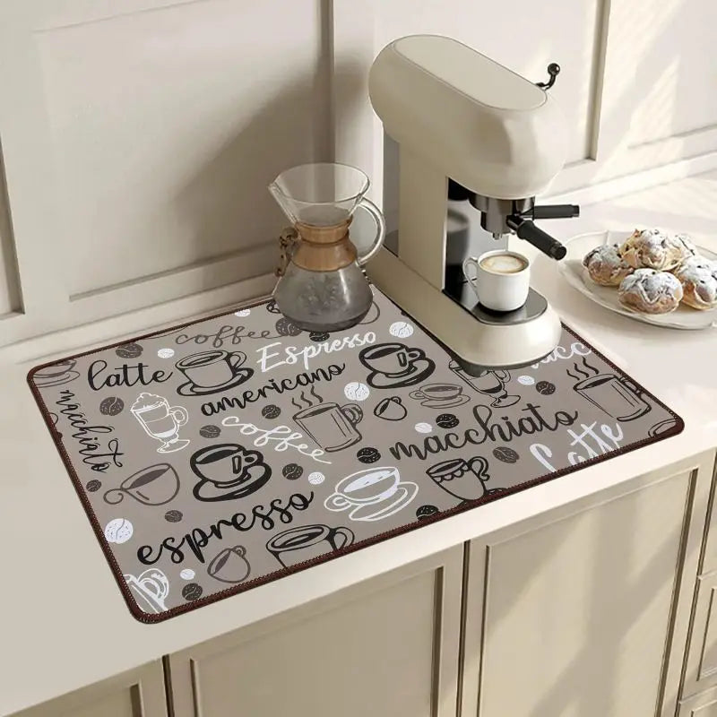 Coffee Cup Drying Mat Non-slip Absorbent Mat Diatoms Tableware Kitchen Counter Drain Mat Coffee Bar Drain Mat