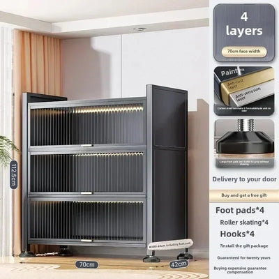 Storage Racks Multi-layer Storage Cabinets, Thickened Carbon Steel, Stainless Steel Feet, Suitable for Kitchen Living Room