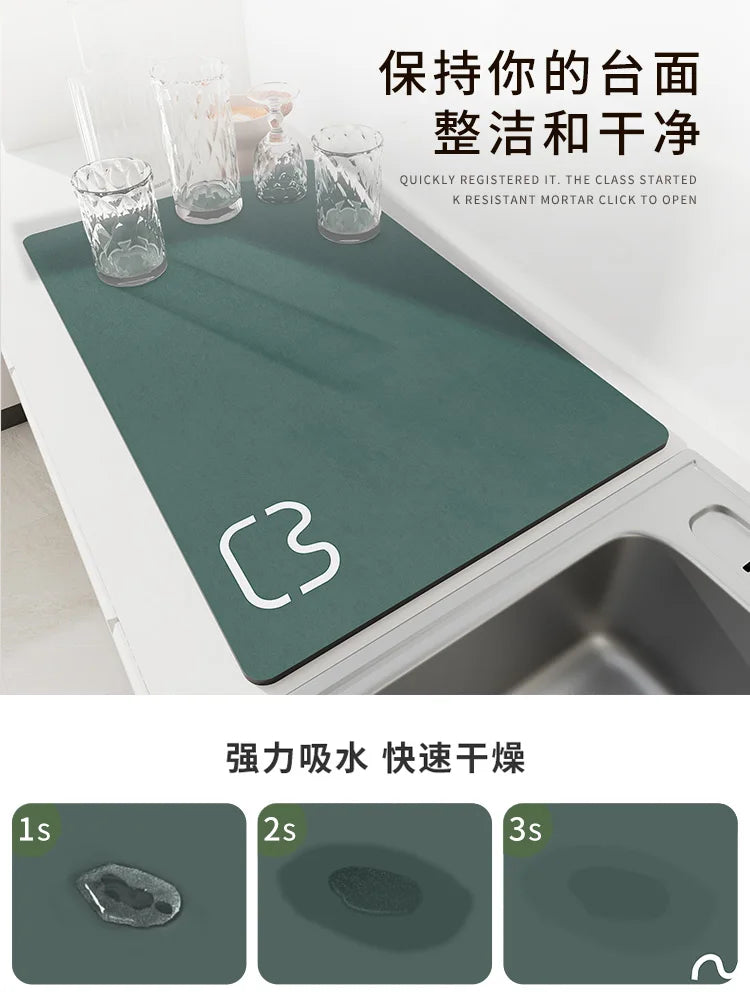 Kitchen Draining Mat Non-slip Drain Dish Drying Mats Coffee Pad Heat Resistant Tableware Placemat Dinnerware